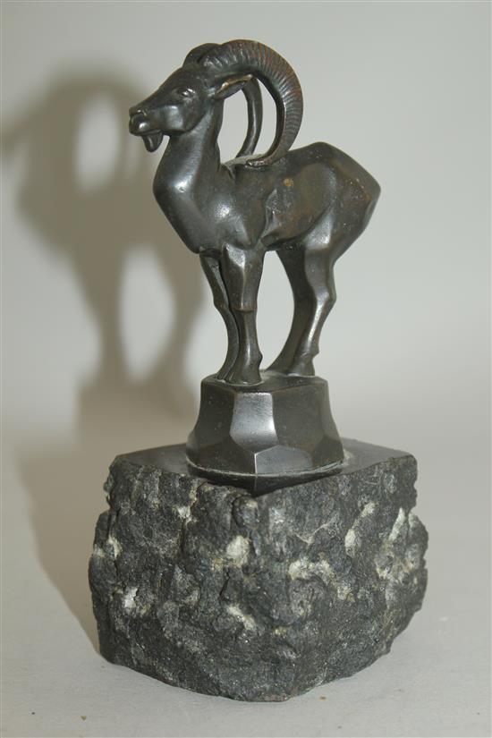 An Art Deco bronze model of a stylised oryx, 6in.